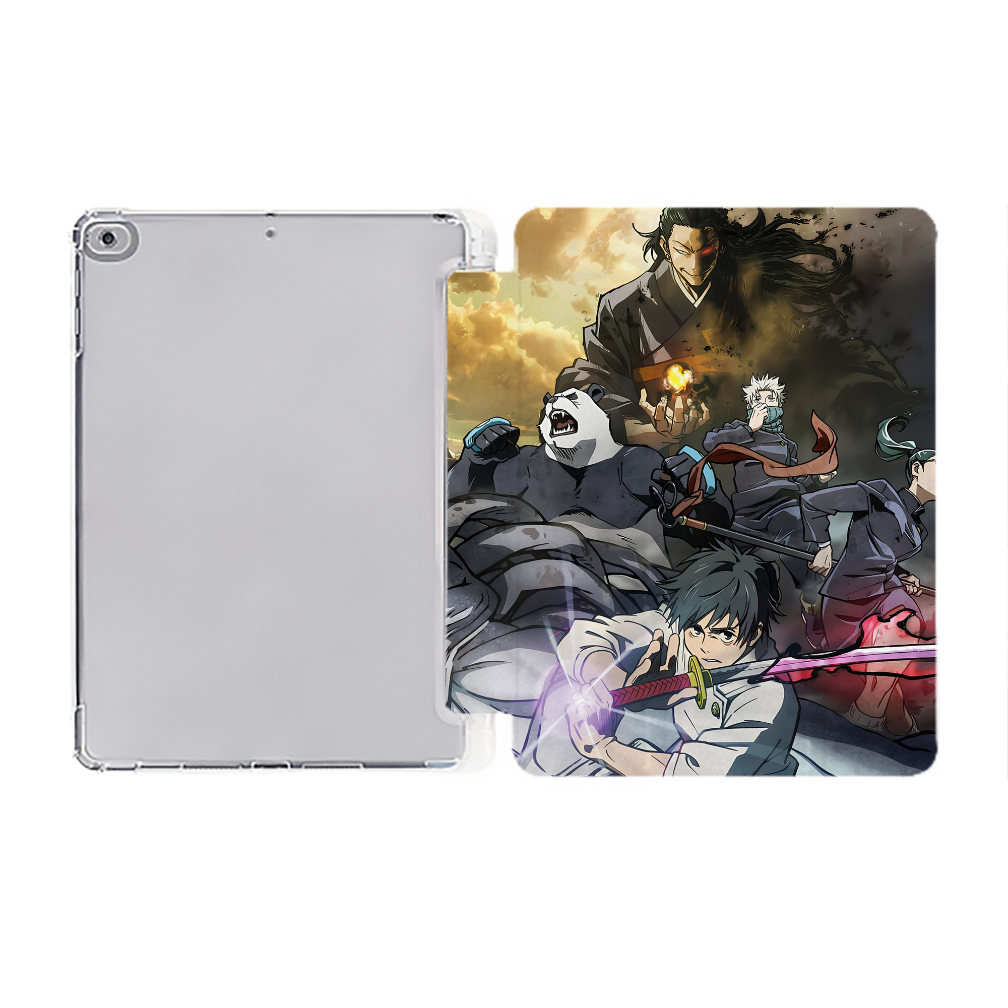 （画像用） 呪術廻戦 Jujutsu Kaisen IPad ケース ペン収納付き 三つ折りスタンド PUレザー×シリコン 対応機種9.5/10.5/10.9インチ